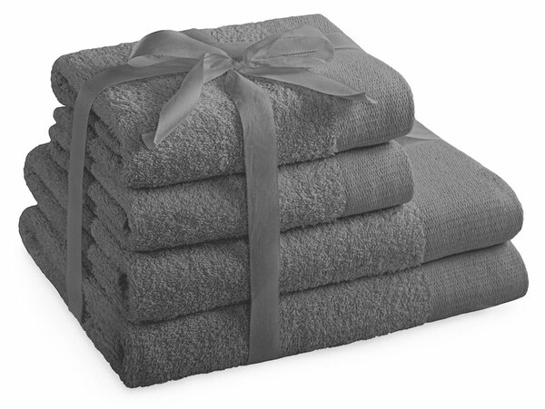 AmeliaHome Sada ručníků a osušek Amari tmavě šedá, 2 ks 50 x 100 cm, 2 ks 70 x 140 cm