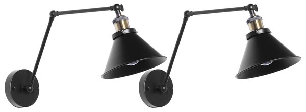 Sada 2 nástěnných lamp NARVA Černá Kov Nastavitelná