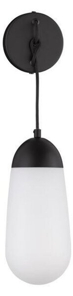NOVA LUCE nástěnné svítidlo BLAKY matný černý kov a opálové sklo E14 1x5W bez žárovky 9092828