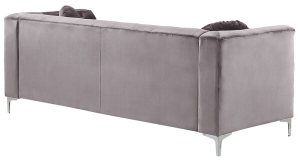 Rohová pohovka 3místná FLEN Umělý samet Šedá Levá