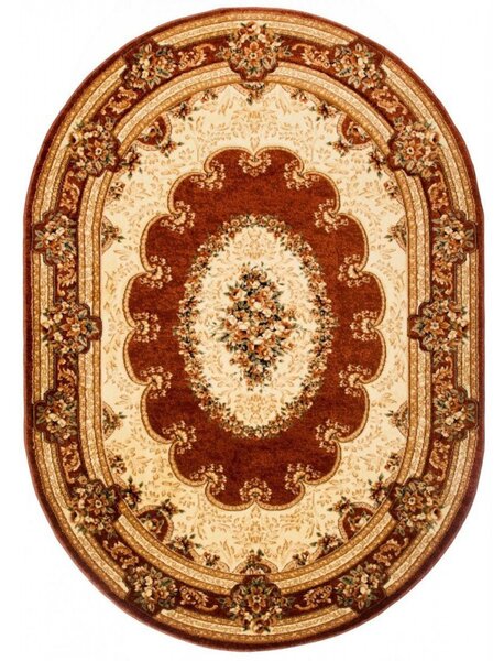 Kusový koberec klasický vzor hnědý ovál 250x350cm