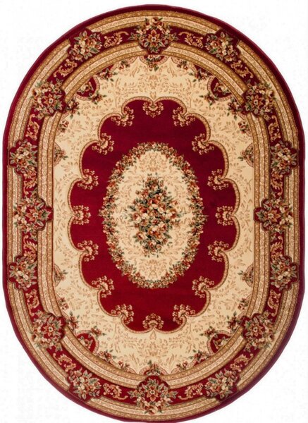 *Kusový koberec klasický vzor bordó ovál 200x300cm