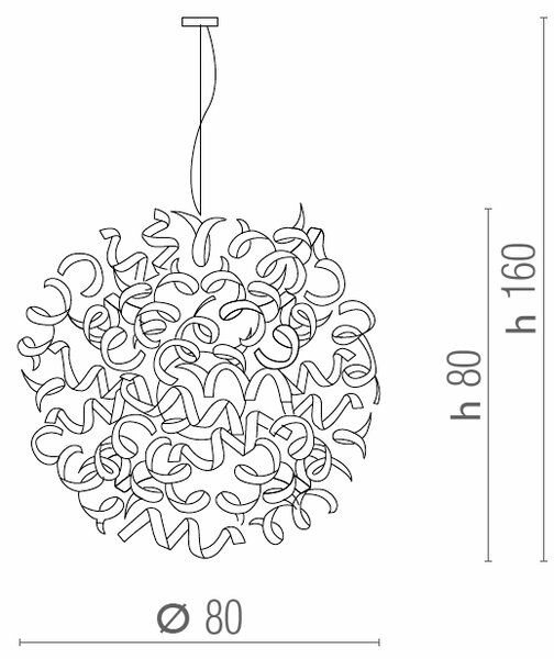 Metal lux 206.180.04 Astro Cherry, designové závěsné svítidlo v průměru 80cm, 8x40W, červené sklo, chrom
