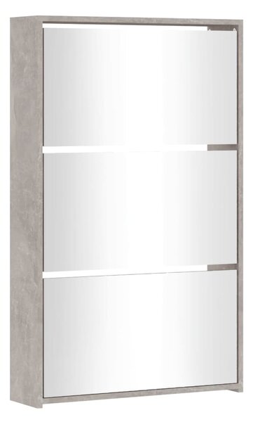 Botník se zrcadlem 3patrový betonově šedá 63x17x102,5 cm