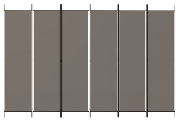 6dílný paraván antracitový 300x220 cm textil