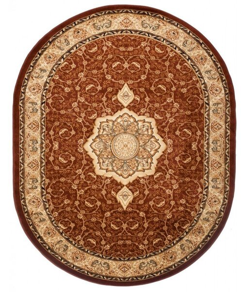 Kusový koberec klasický vzor 2 hnědý ovál 70x140cm