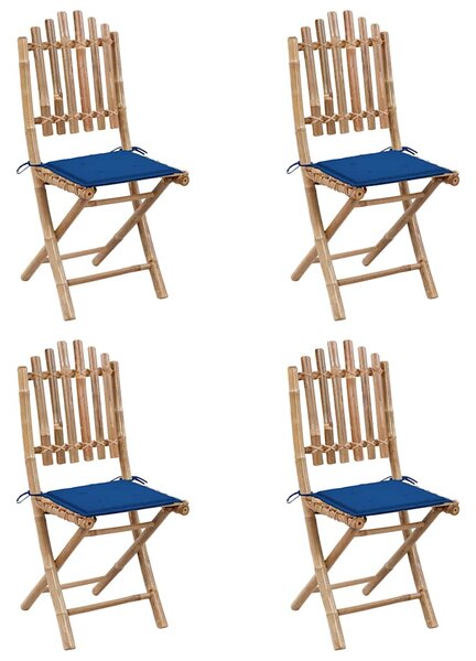 5dílný skládací zahradní jídelní set s poduškami bambus