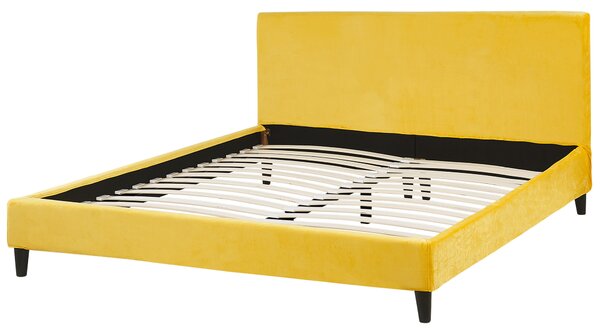 Postel Umělý samet FITOU 160 x 200 cm Žlutá