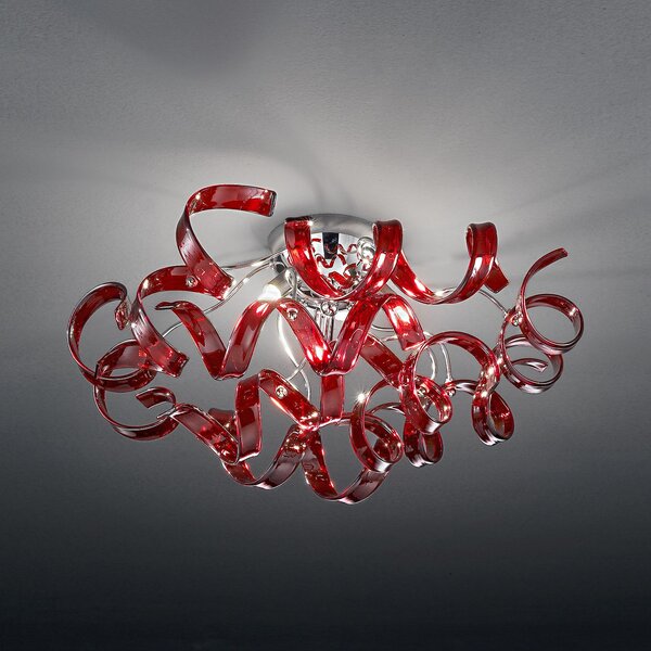 Metal lux 206.330.04 Astro Cherry, stropní designové svítidlo v průměru 50cm, 3x40W, červené sklo, chrom