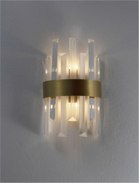 NOVA LUCE nástěnné svítidlo CROWN saténový zlatý kov čirý křišťál (7 ks) G9 1x5W 230V IP20 bez žárovky 9695220