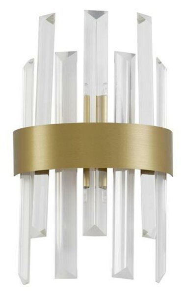 NOVA LUCE nástěnné svítidlo CROWN saténový zlatý kov čirý křišťál (7 ks) G9 1x5W 230V IP20 bez žárovky 9695220