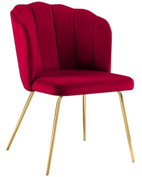 Červená sametová jídelní židle MICADONI SIDRA