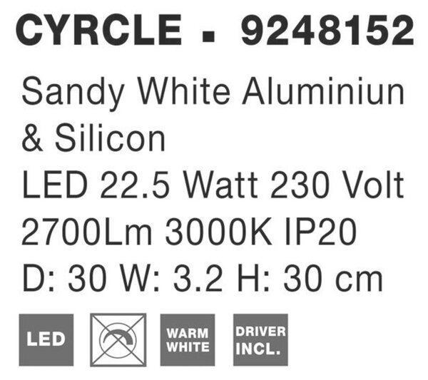 NOVA LUCE nástěnné svítidlo CYRCLE bílý hliník a akryl LED 22.5W 230V 3000K IP20 9248152