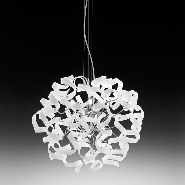 Metal lux 206.150.02 Astro White, bílé designové závěsné svítidlo v průměru 50cm, 6x40W, bílé sklo, chrom