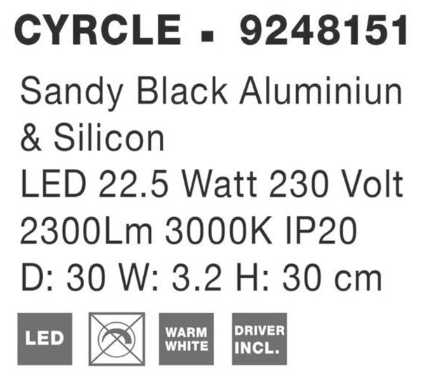 NOVA LUCE nástěnné svítidlo CYRCLE černý hliník a akryl LED 22.5W 230V 3000K IP20 9248151