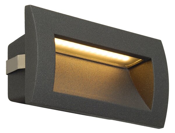 SLV 233625 Downunder Out LED M, antracitové zápustné svítidlo do stěny, 3,3W LED, 3000K, 14x7cm, IP55