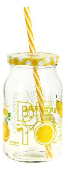 Cerve Sklenice s brčkem detox 450ml MIX barev