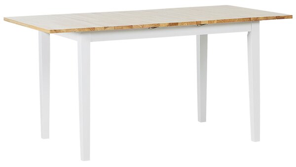 Rozkládací jídelní stůl 120/150 x 80 cm světlé dřevo s bílou HOUSTON