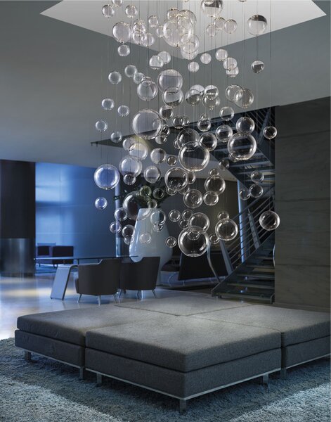 Metal lux 254.340.01 Bolero, luxusní závěsné svítidlo, 18 kuliček čirého skla, 4x10W GU10, 40x40cm, délka závěsu: 70cm