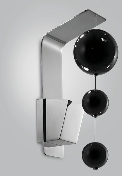 Metal Lux 251.111.03 Bolero, luxusní nástěnné svítidlo, 3 kuličky černého skla, 1x10W LED, výška 57cm