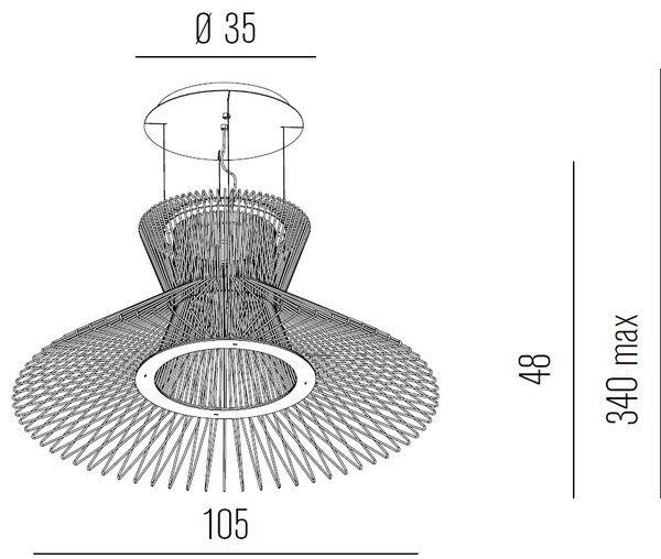 Metal lux 241.105.02 Impossible B, bílé drátěné svítidlo, 3x15W LED 2700K, prům.105cm