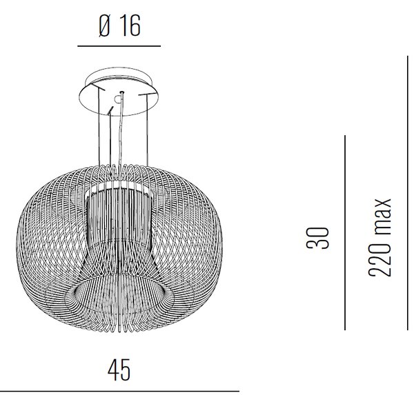 Metal lux 242.045.02 Impossible C, bílé drátěné svítidlo, 1x15W LED 2700K, prům.45cm