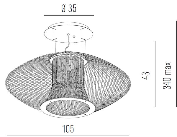 Metal lux 240.105.02 Impossible A, bílé drátěné svítidlo, 3x15W LED 2700K, prům.105cm