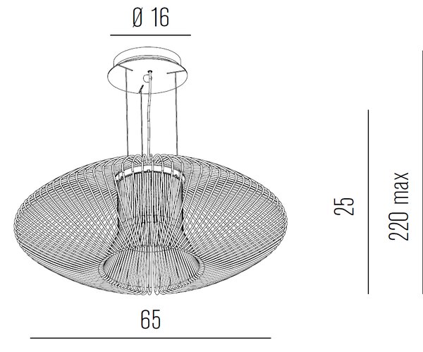Metal lux 240.065.02 Impossible A, bílé drátěné svítidlo, 1x15W LED 2700K, prům.65cm