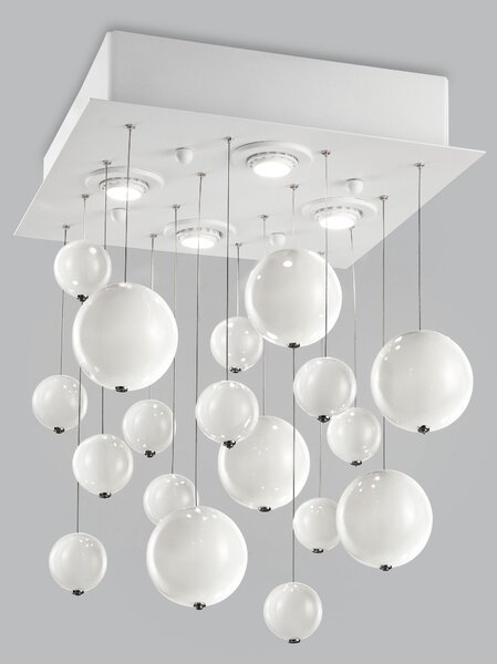 Metal lux 254.340.02 Bolero, luxusní závěsné svítidlo, 18 kuliček bílého skla, 4x10W GU10, 40x40cm, délka závěsu: 70cm