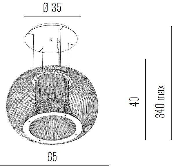 Metal lux 242.065.02 Impossible C, bílé drátěné svítidlo, 3x15W LED 2700K, prům.65cm