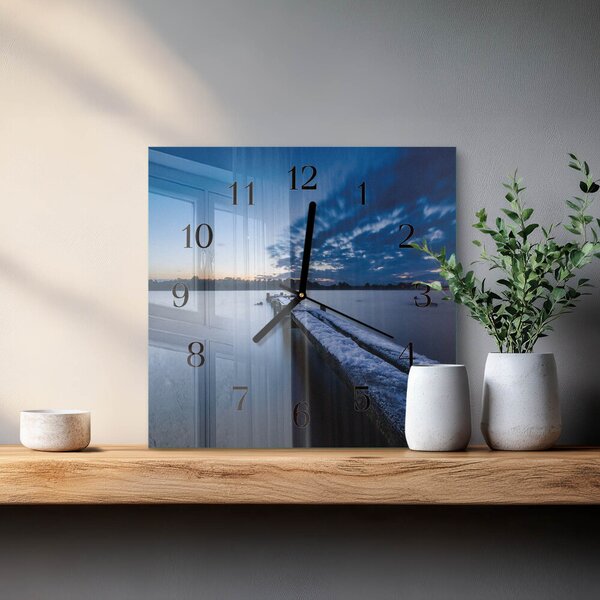 Skleněné hodiny na stěnu Krajina zskc-30x30-00180350