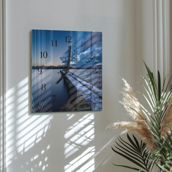 Skleněné hodiny na stěnu Krajina zskc-30x30-00180350