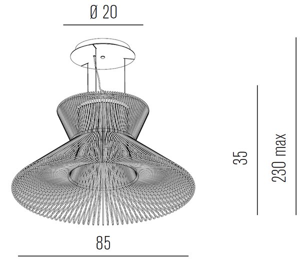 Metal lux 241.085.02 Impossible B, bílé drátěné svítidlo, 3x10W LED 2700K, prům.85cm