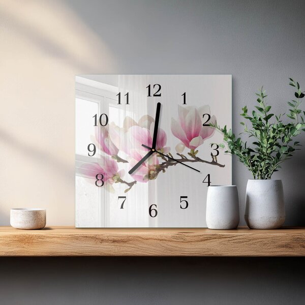 Skleněné hodiny na stěnu Magnólie zskc-30x30-00178773