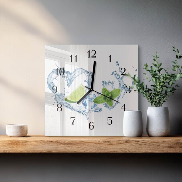 Skleněné hodiny na stěnu Máta zskc-30x30-00181044
