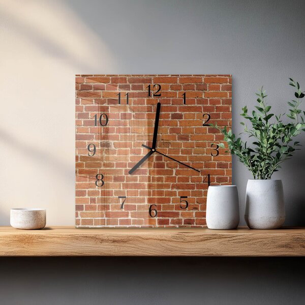 Skleněné hodiny na stěnu Cihlová zeď zskc-30x30-00183106