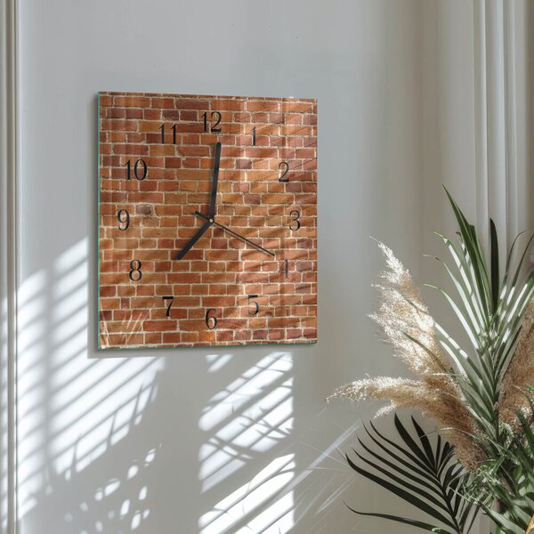 Skleněné hodiny na stěnu Cihlová zeď zskc-30x30-00183106