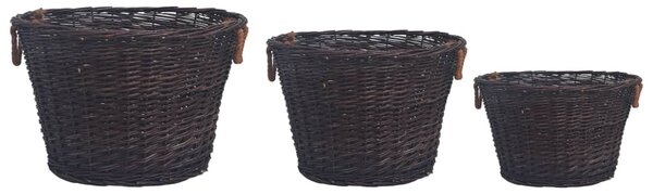 3dílná sada stohovatelných košů na dříví tmavě hnědé vrba