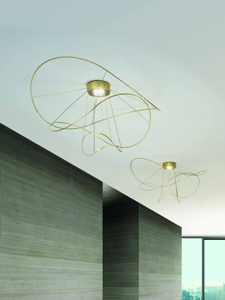 Axolight Hoops 3, zlaté závěsné svítidlo, 2x16W LED 3000K stmívatelné, prům. 100cm, výška 54cm