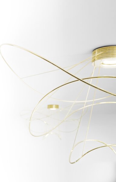 Axolight Hoops 2, zlaté stropní designové svítidlo, 16W LED 3000K stmívatelné, prům. 100cm, výška 39cm