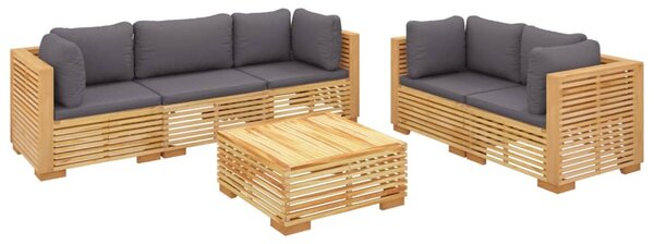 6dílná zahradní sedací souprava s poduškami masivní teak
