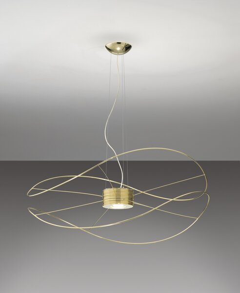 Axolight Hoops 2, zlaté závěsné svítidlo, 2x16W LED 3000K stmívatelné, prům. 100cm, výška 43cm