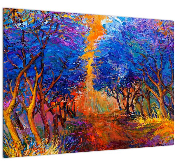 Obraz - Podzimní koruny stromů, moderní impresionismus (70x50 cm)