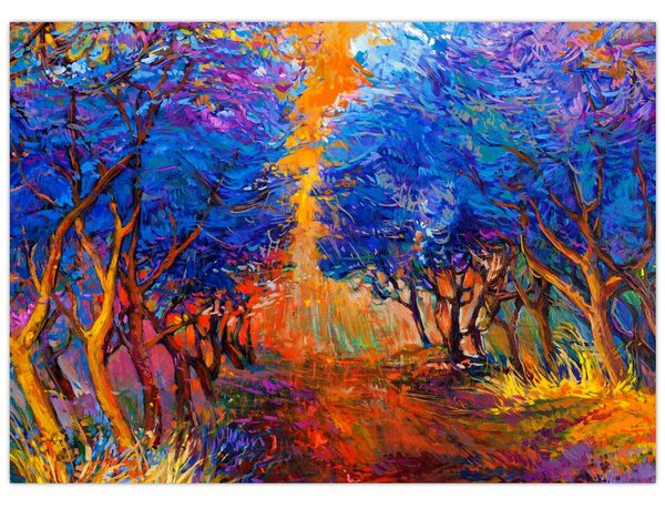 Obraz - Podzimní koruny stromů, moderní impresionismus (70x50 cm)
