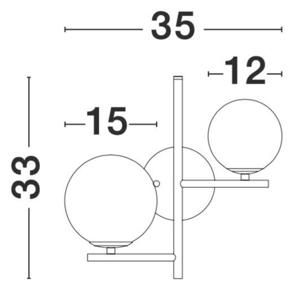NOVA LUCE nástěnné svítidlo IMPERO bílé matné sklo černý kov E14 2x5W 230V IP20 bez žárovky 9190421