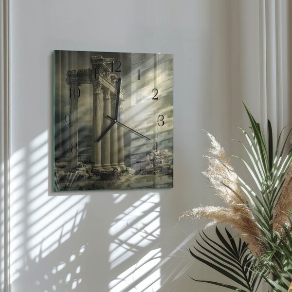 Skleněné hodiny na stěnu Akropole zskc-30x30-00178555