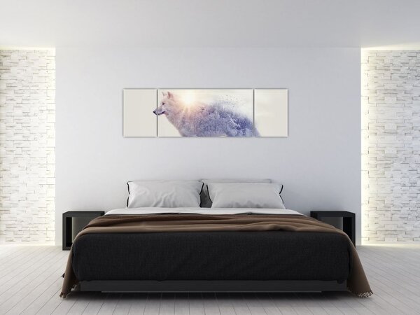 Obraz - Arktický vlk zrcadlící divokou krajinu (170x50 cm)