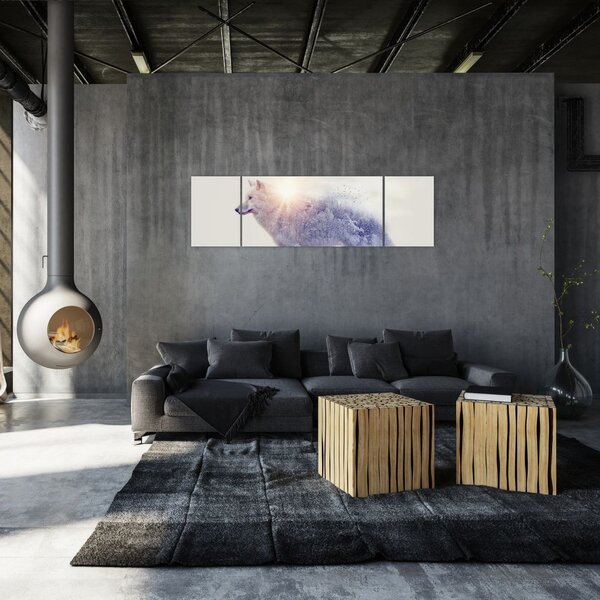 Obraz - Arktický vlk zrcadlící divokou krajinu (170x50 cm)