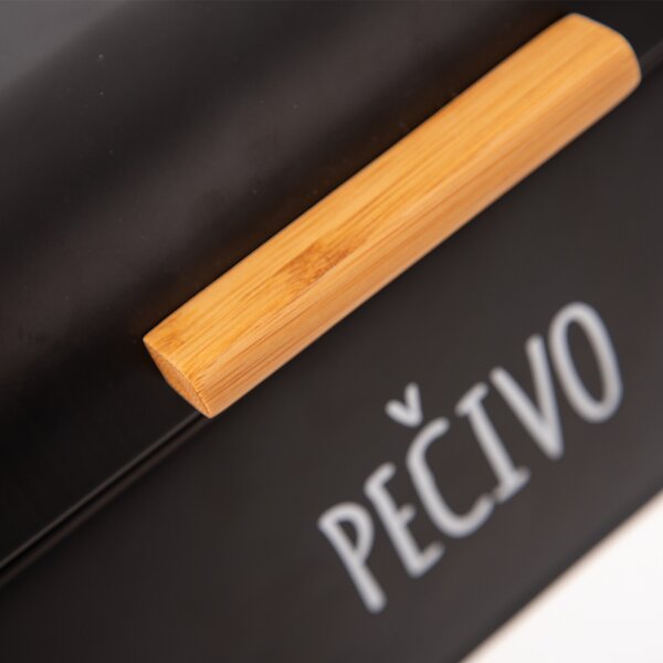 Orion Plechový box na pečivo BLACK, 42 x 24 x 16,5 cm