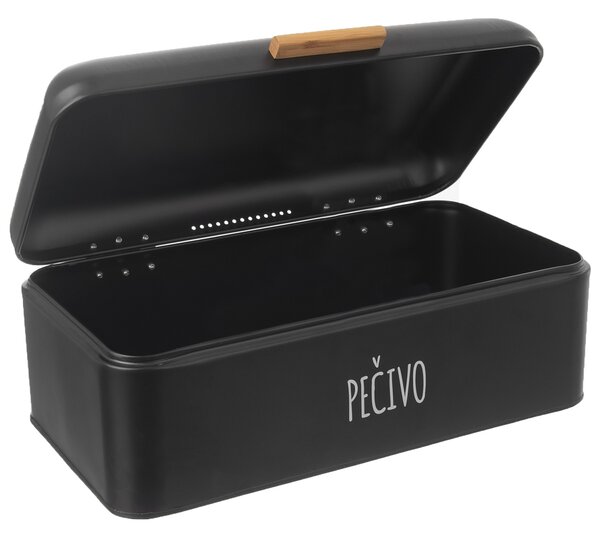 Orion Plechový box na pečivo BLACK, 42 x 24 x 16,5 cm